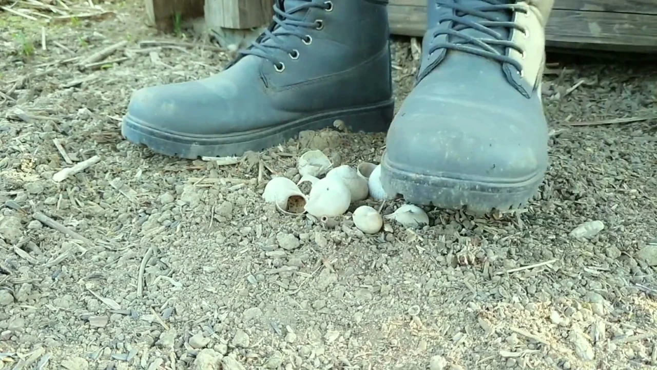 Jerk off and Cum After Empty Shells Are Crushed by Boots