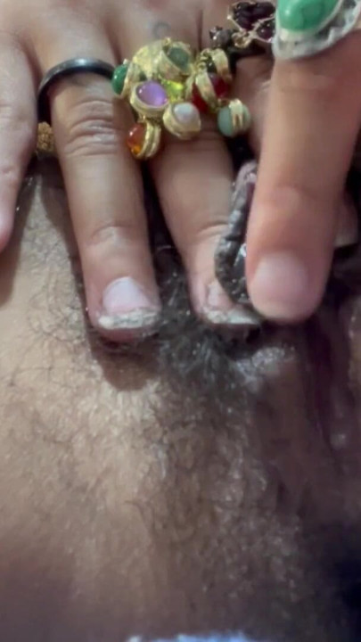 Close up: Hairy Goddess massaging her wet pussy | Clip 3