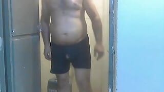 Masculine Man Cums in Office Storage and Shower