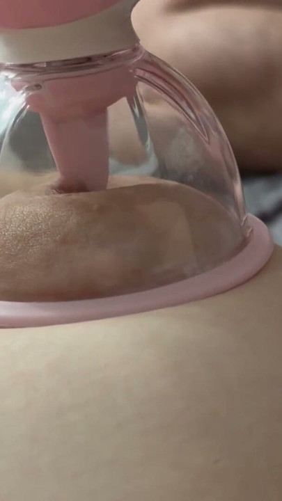 the guy didn't agree to suck my breasts, and I used a vacuum nipple vibrator | Clip 1