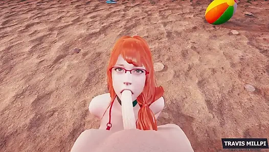 Tag des Strand: Fkk-Strand mit rothaariger stiefschwester