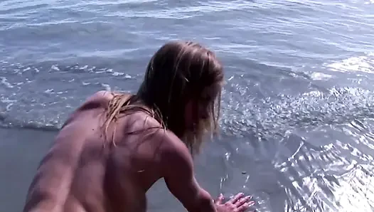 Adorable teen with big boobs fucked at the beach