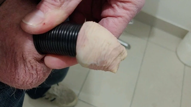 Cock stuck in a tight tube