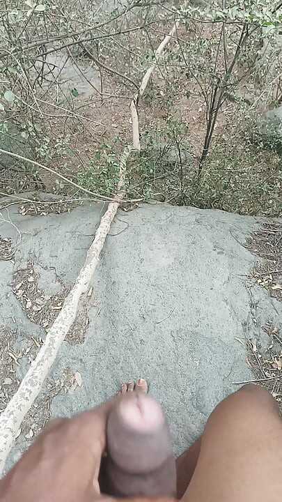 Tamil village boy flashing forest in old women