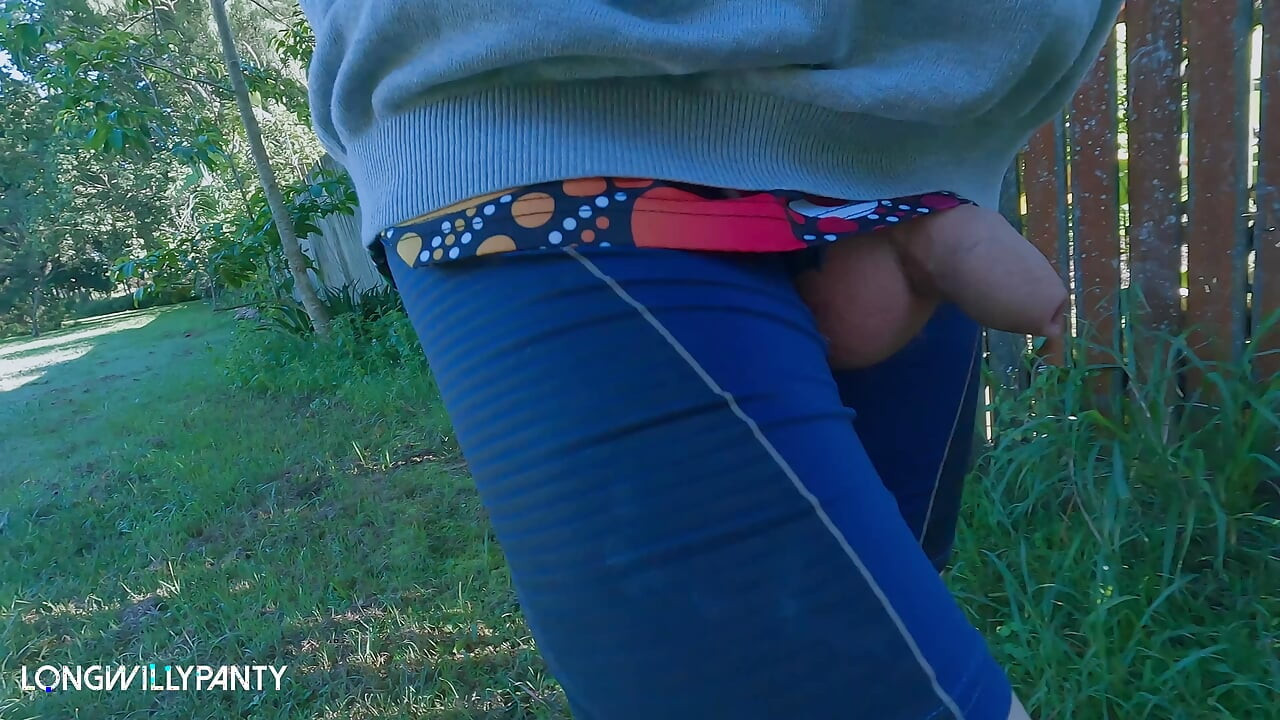 Straight uncut cock walks around with it exposed in public