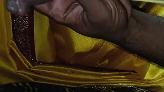 Yellow saree hot breast nipple licking