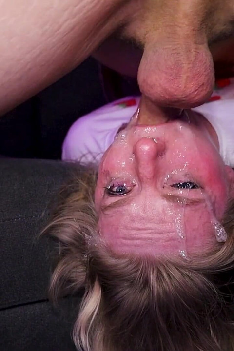 Blonde Whore Gets Her Face Fucked Upside Down