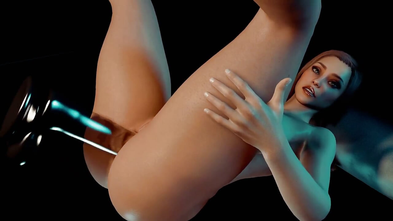 후장 유리 딜도를 가지고 있는 거유 소녀 - 3D 포르노
