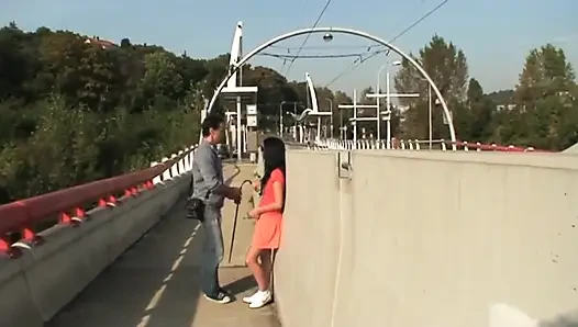 Young girl fucked outside by an old man