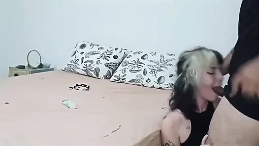 She on Her Half Stepbrother's Thick Cock, Which Went Deep Into Her Throat