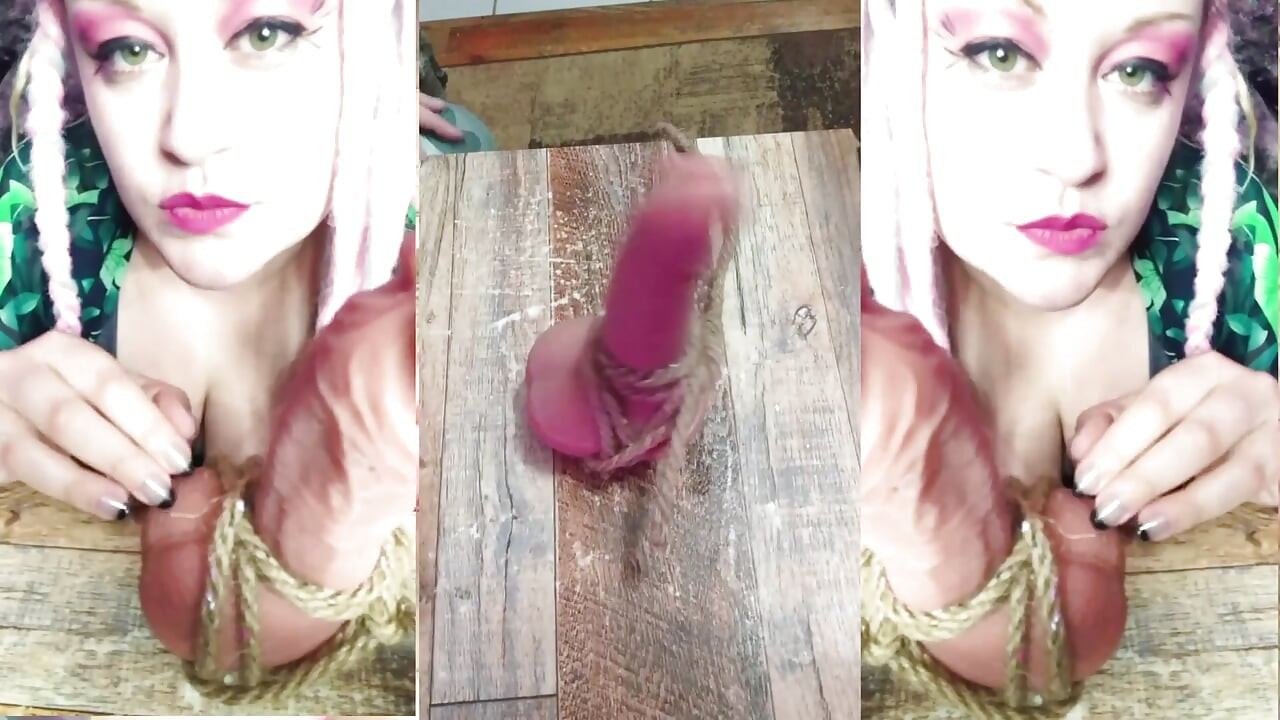 کیر و توپ های بسته شده JOI با مشت زدن به توپ