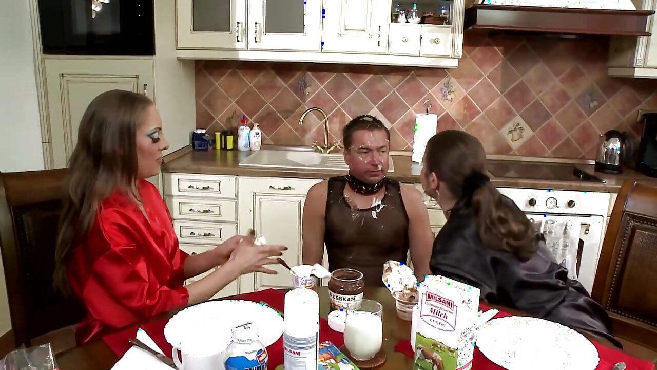 Submissive Slave Covered in Messy Delight