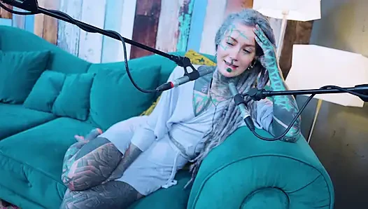 I talk about R - Relief - ASMR podcast SFW talking goth skinny girl dreadlocks tattoo model inked girl