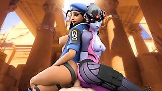 Ana Amari e widowmaker esfregam bunda