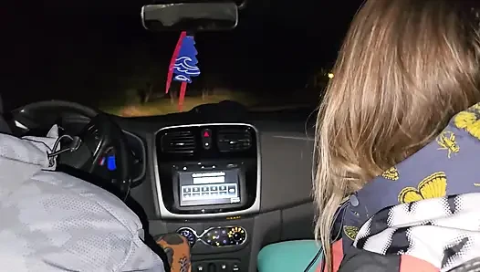 A double blowjob in my friend's car DIRTY MORBID GIRLS