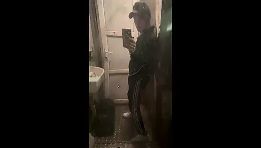 Kinkysirius in Chav Scally Outfit in the Most Dirty Train Toilet