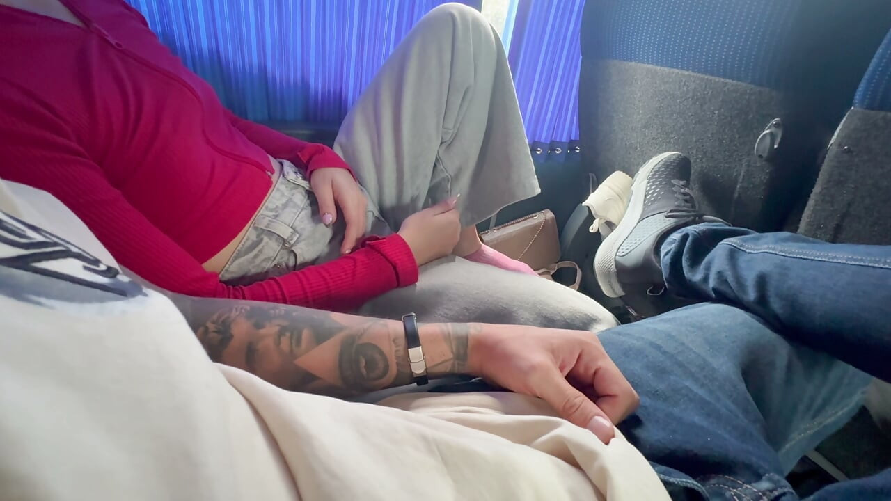 Teen Road to jerkoff and fingering pussy with in service bus