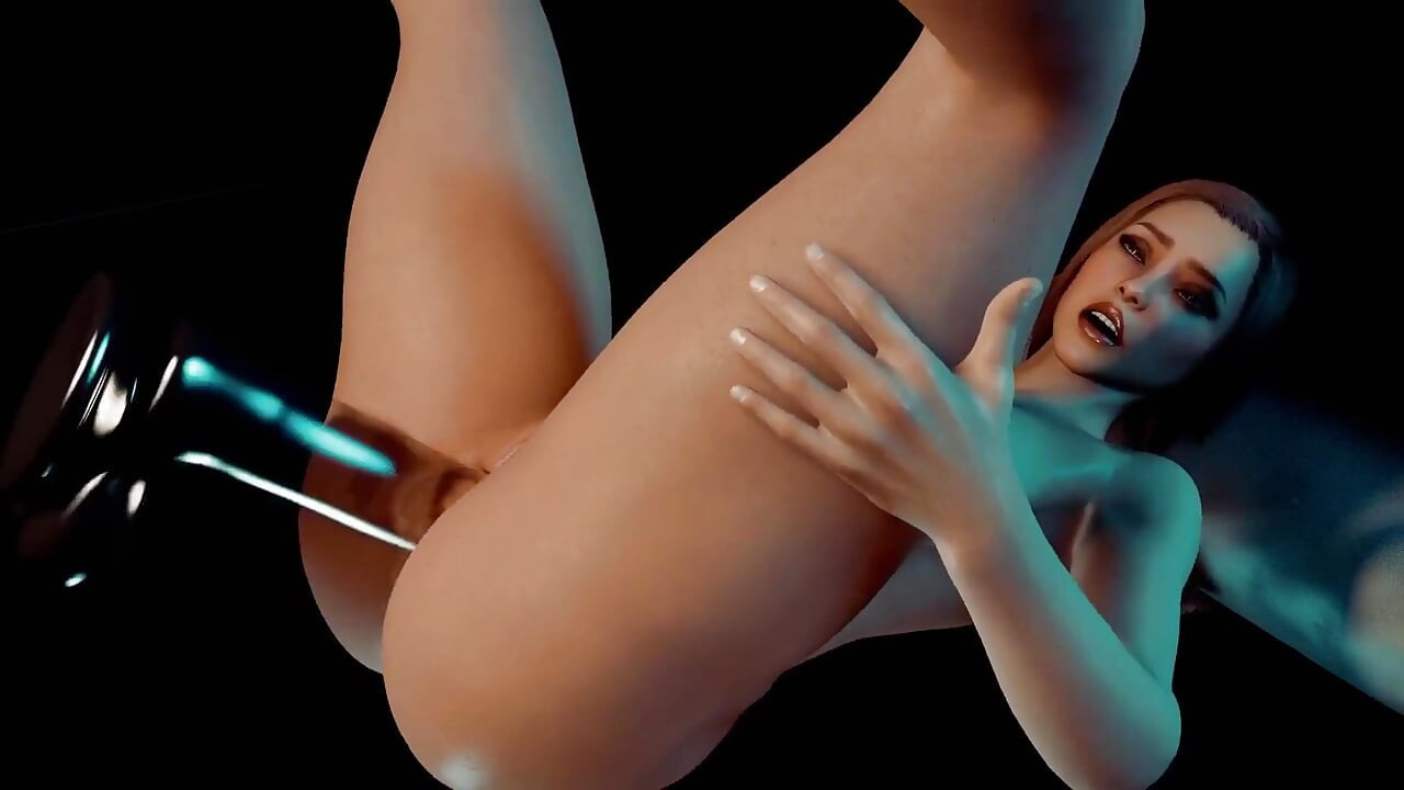 Djevojka s velikim sisama ima analni stakleni dildo - 3D porno