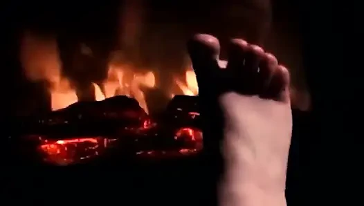 Warming My Feet on the Fire so They Get Warm and Sweaty for Your Cock and Balls