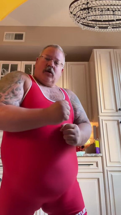 Muscles on old man with hairy chest
