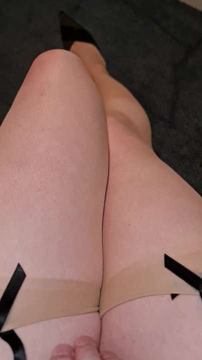 Watching Football in Sheer Tan Stockings