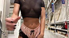 Braless in the store