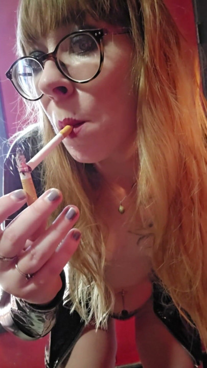 Smoking Fetish in a Black Latex outfit | Clip 1