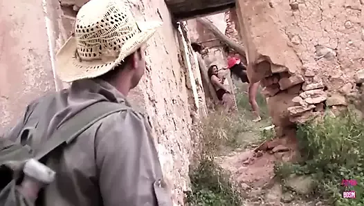 A Couple of Hikers Find a Blonde in an Old Fortress and Fuck Her