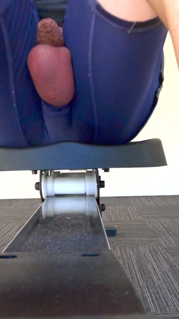 Must-see moment from "Straight guy rides the rower in the hotel gym with his cock out"