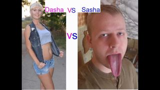 Dasha gegen Sasha Sperma auf russischer Zunge