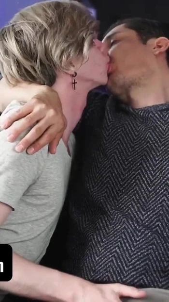 Emotional moment from "DadCreep - Cute Stepson Jordan Lake Gets His Bubble Butt Eaten And Drilled By Hot Latino Stepdad"