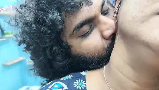 Hot neck kiss and ass kiss romance in nighty