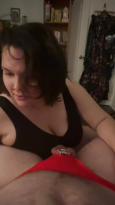 Kyskhet cuck retas! Dirty talk SPH &visar honom bilder på mig med min tjur! Vibrator stimulerande