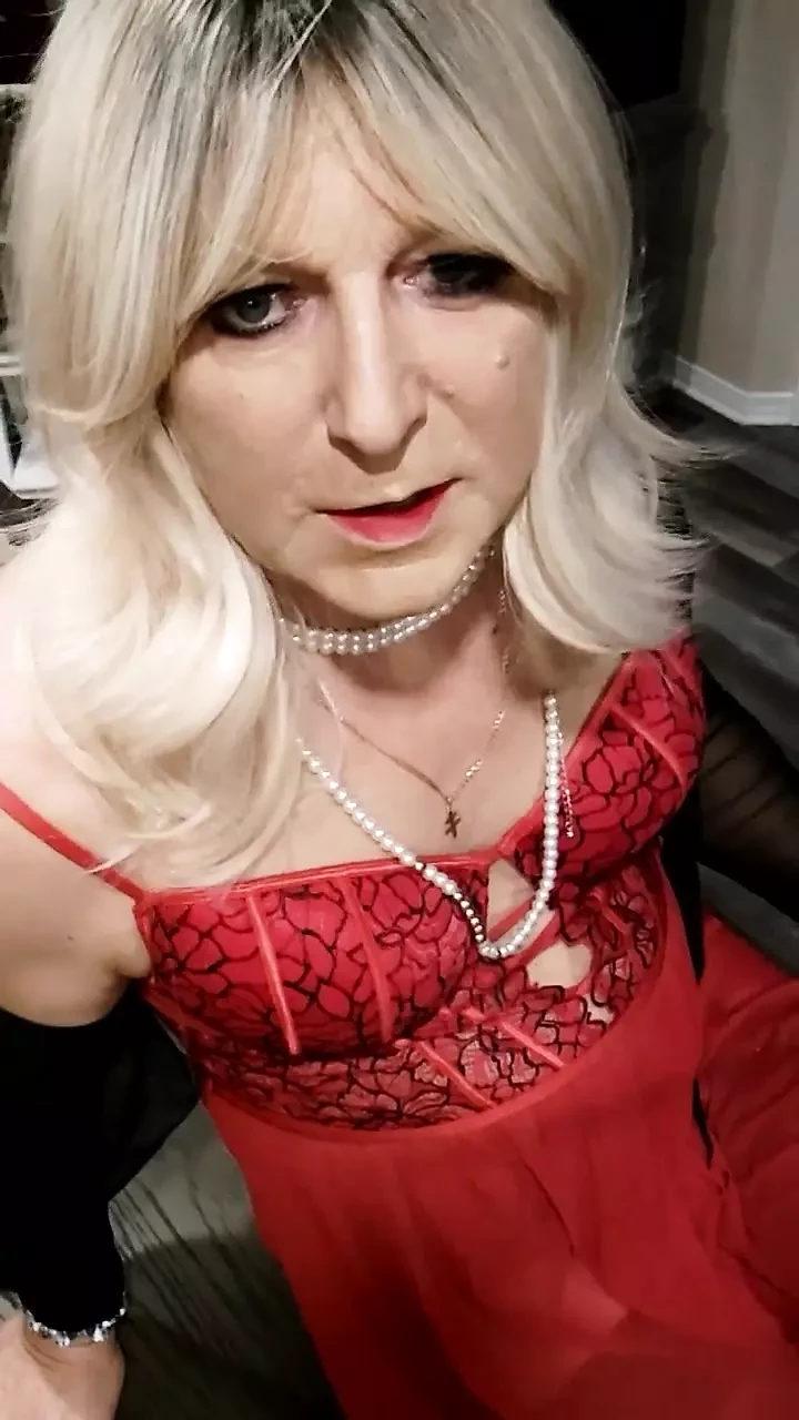 In black and darling red nightie!