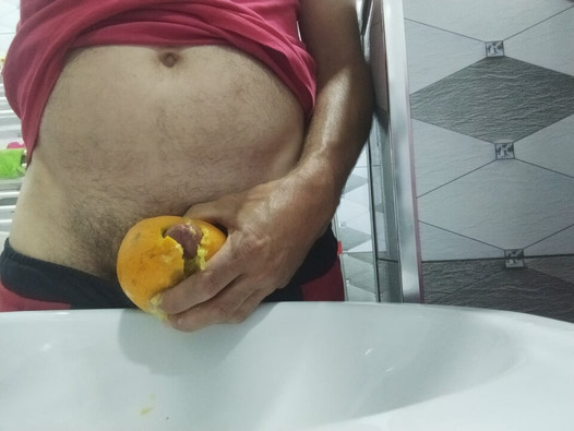 Masturbation with an orange, it's very tasty and juicy, try it