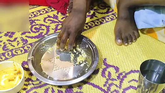 When we were alone at home, I ate with my stepsister