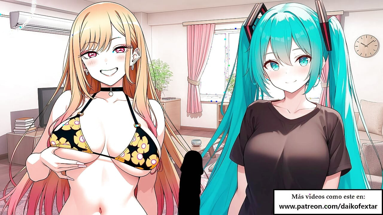 Španjolski audio JOI Hentai. Marin i Miku te naizmjence drkaju!