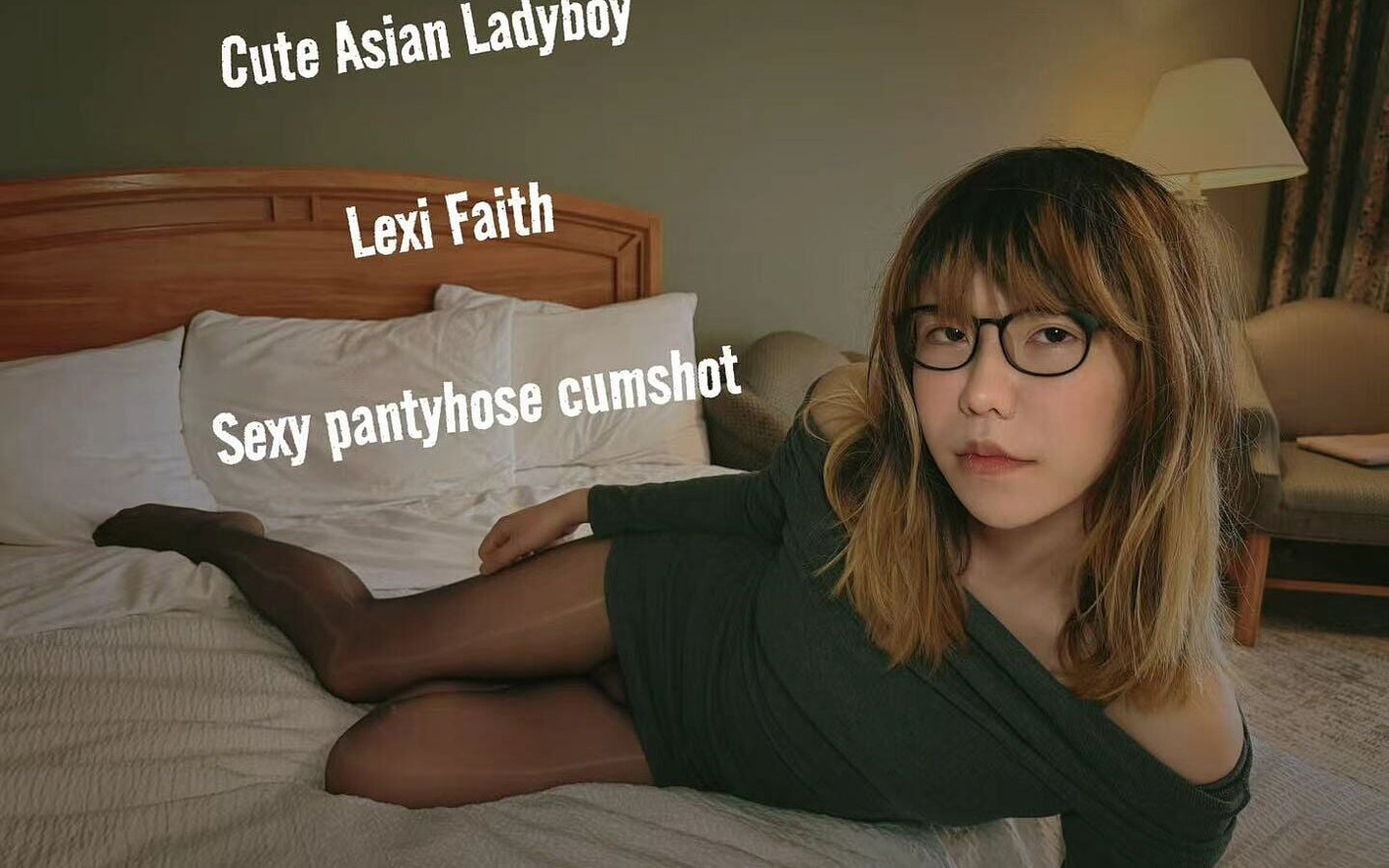 Femboy Lexi Faith Sexy Pantyhose, Footjob, Cumshot