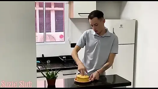 My Stepmom Catches Me Masturbating with Cake She Made for My Stepdad, She Punishes Me with Very Hardcore Sex