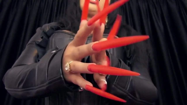 Long Red Polished Nails