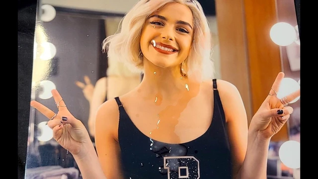 Kiernan Shipka cum tribute with 120 fps slow motion cumshot