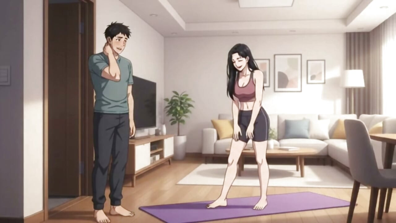 She Caught Me Looking her workout and punish me as blowjob
