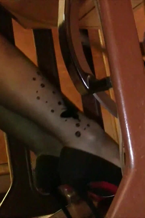 Vintage_sewing on My Granny's Old Singer Sewing Machine in Black Pantyhose and Suede Louboutins