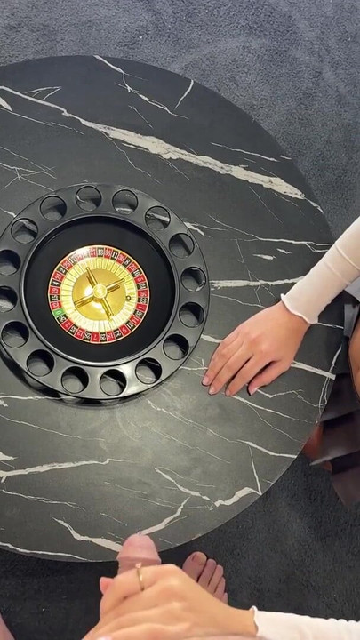 Two girls one guy Christmas Handjob Challenge House Party for fun and precum dripping oily cum | Clip 1