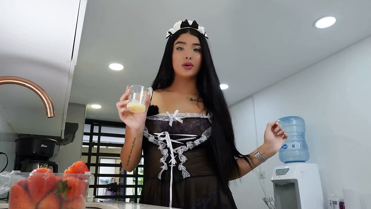 Asmr: Clumsy Maid Plays with Her Pussy After Spilling Condensed Milk on Her Body While Preparing Breakfast