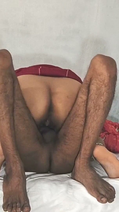 Desi bhabhi is red dress cowgirl riding and missionary fucking and cum shot on her hairy pussy | Clip 1