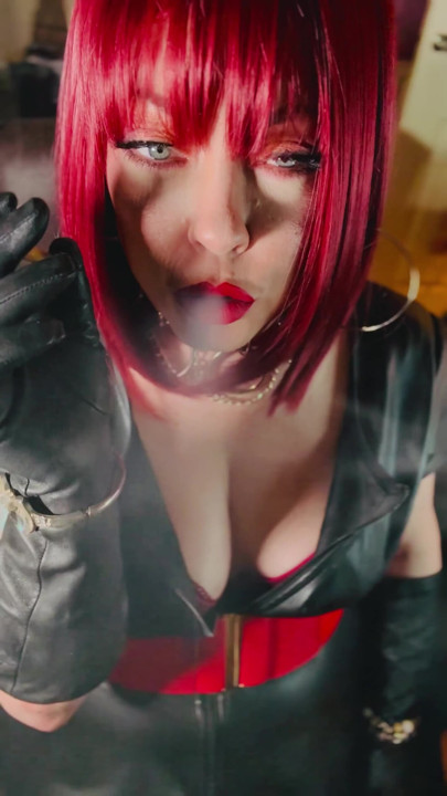 Miss Tina Snua Dressed In Leather & Tip To Tailing 2 Cigarettes - Gloves Smoking Smoker Drifts OMI OME Snap Inhale | Clip 2