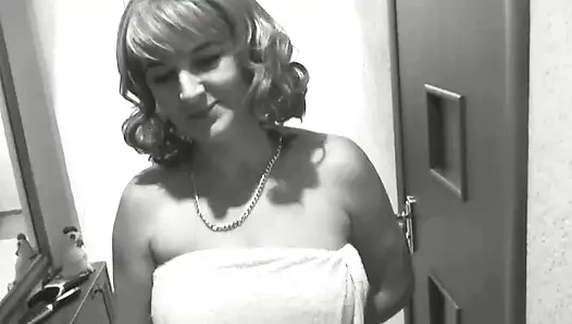 Pizza delivery guy brought pizza His met by naked owner sexy blonde MILF without panties and bra. Shower. Ass mature Tits Pussy