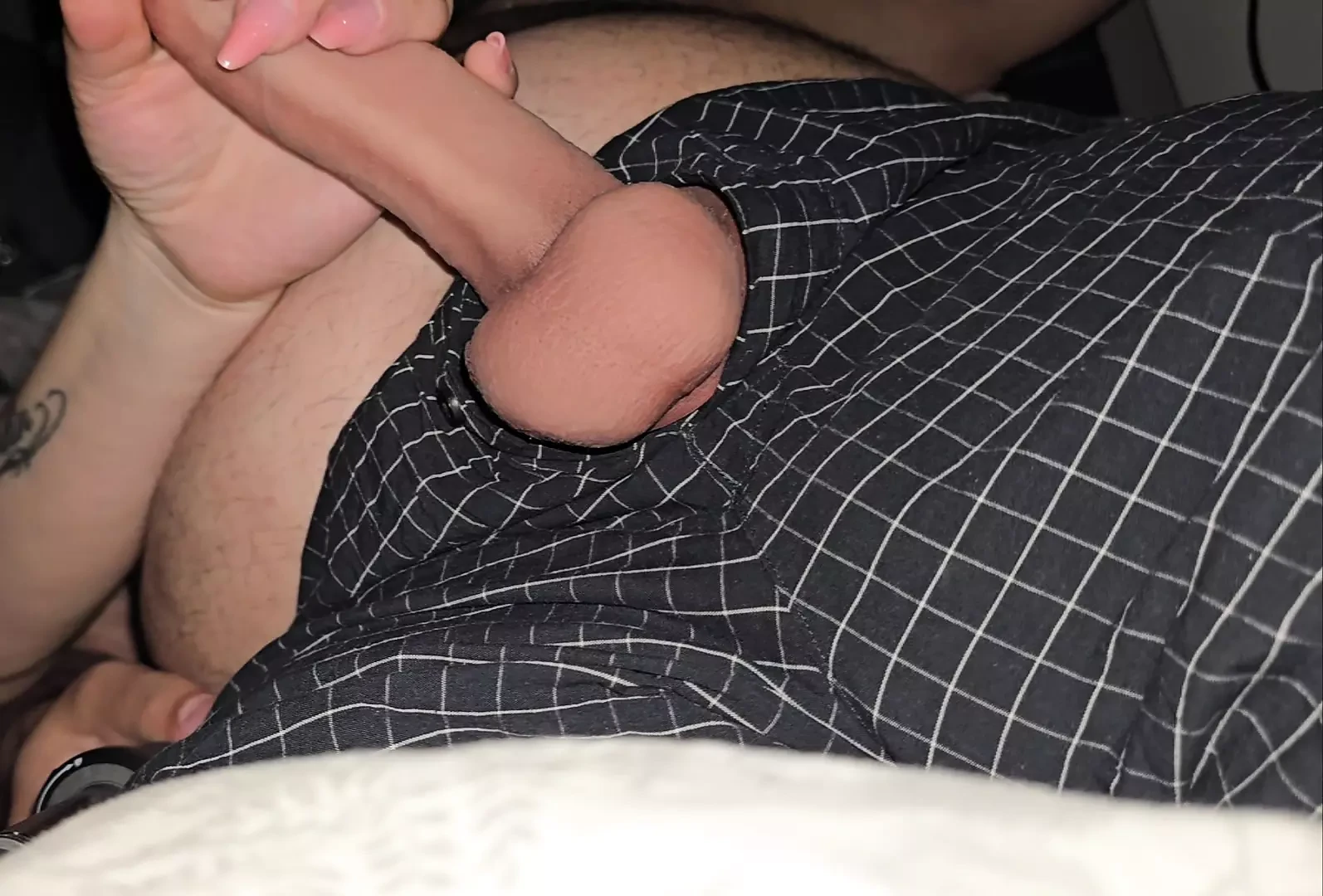 Step mom hand slip into step son big dick without shame