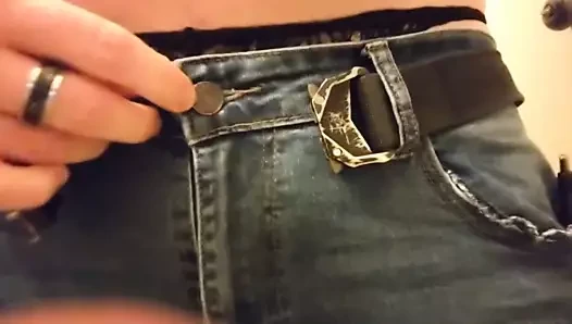 Unzip jeans tease